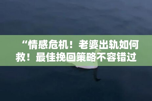 “情感危机！老婆出轨如何救！最佳挽回策略不容错过！”