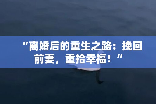 “离婚后的重生之路：挽回前妻，重拾幸福！”