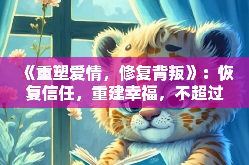 《重塑爱情，修复背叛》：恢复信任，重建幸福，不超过70字符