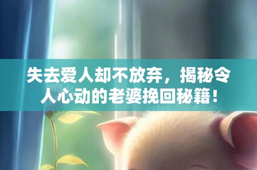 失去爱人却不放弃，揭秘令人心动的老婆挽回秘籍！