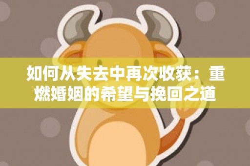 如何从失去中再次收获：重燃婚姻的希望与挽回之道