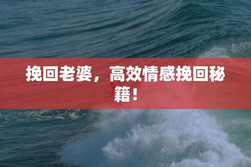 挽回老婆，高效情感挽回秘籍！