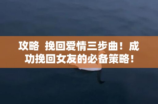 攻略  挽回爱情三步曲！成功挽回女友的必备策略！