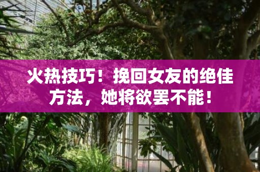 火热技巧！挽回女友的绝佳方法，她将欲罢不能！