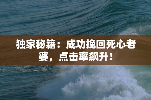 独家秘籍：成功挽回死心老婆，点击率飙升！