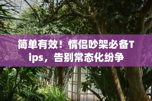 简单有效！情侣吵架必备Tips，告别常态化纷争