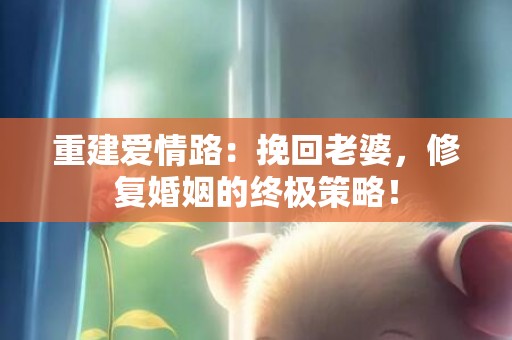 重建爱情路：挽回老婆，修复婚姻的终极策略！