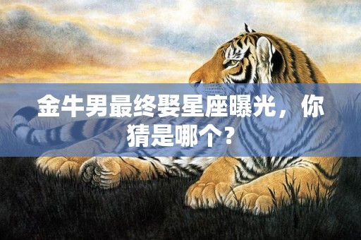 金牛男最终娶星座曝光，你猜是哪个？
