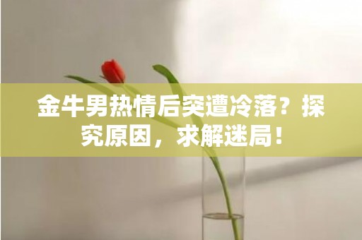 金牛男热情后突遭冷落？探究原因，求解迷局！