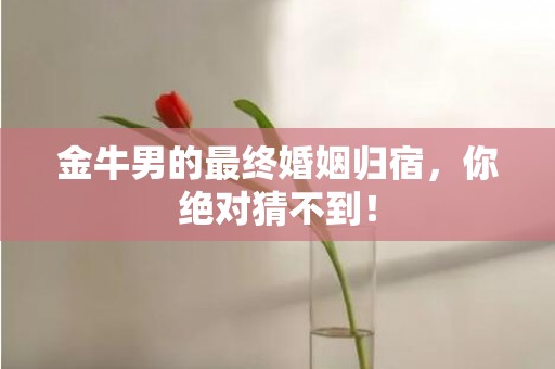金牛男的最终婚姻归宿，你绝对猜不到！