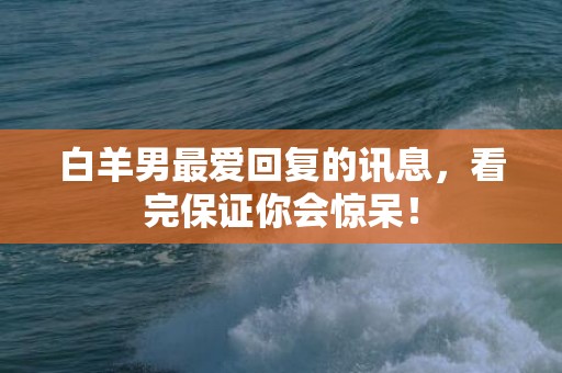 白羊男最爱回复的讯息，看完保证你会惊呆！