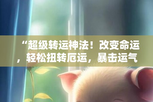 “超级转运神法！改变命运，轻松扭转厄运，暴击运气！”
