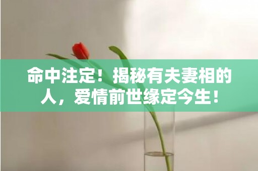 命中注定！揭秘有夫妻相的人，爱情前世缘定今生！