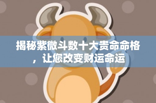 揭秘紫微斗数十大贵命命格，让您改变财运命运