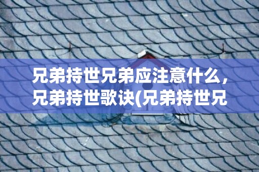 兄弟持世兄弟应注意什么，兄弟持世歌诀(兄弟持世兄弟发动)