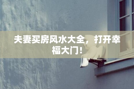 夫妻买房风水大全，打开幸福大门！