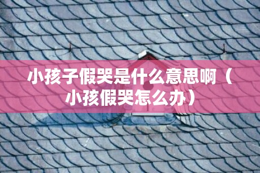 小孩子假哭是什么意思啊（小孩假哭怎么办）