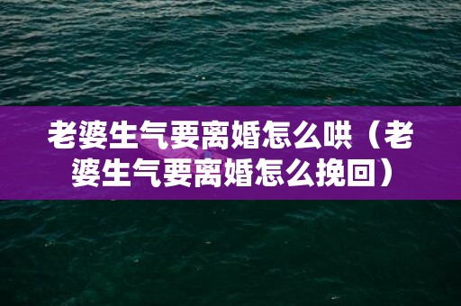 老婆生气要离婚怎么哄（老婆生气要离婚怎么挽回）