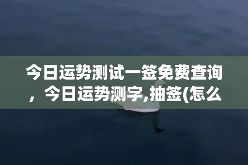 今日运势测试一签免费查询，今日运势测字,抽签(怎么测试今日运势)