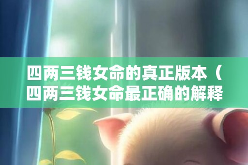 四两三钱女命的真正版本（四两三钱女命最正确的解释是4两3钱女命绝非池中物）