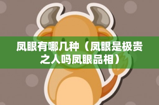 凤眼有哪几种（凤眼是极贵之人吗凤眼品相）