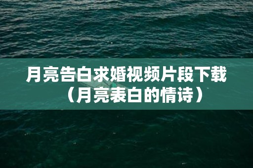 月亮告白求婚视频片段下载（月亮表白的情诗）