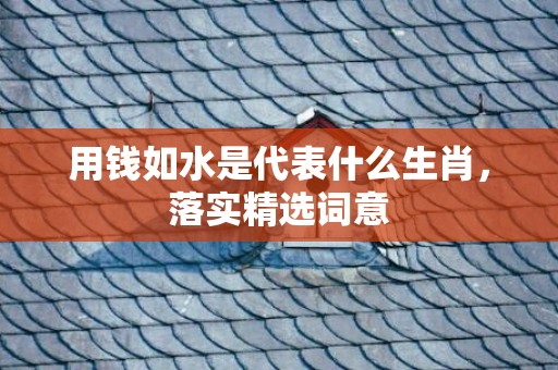 用钱如水是代表什么生肖，落实精选词意