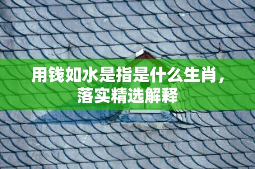 用钱如水是指是什么生肖，落实精选解释