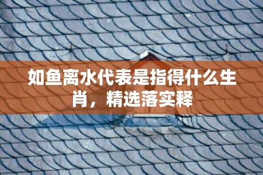 如鱼离水代表是指得什么生肖，精选落实释