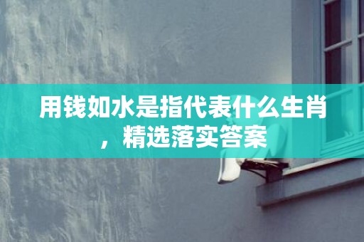 用钱如水是指代表什么生肖，精选落实答案