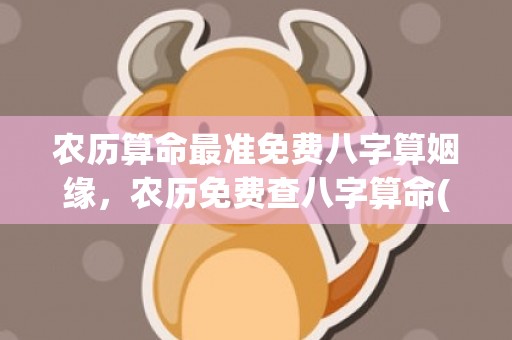 农历算命最准免费八字算姻缘，农历免费查八字算命(农历算命最准免费财运)