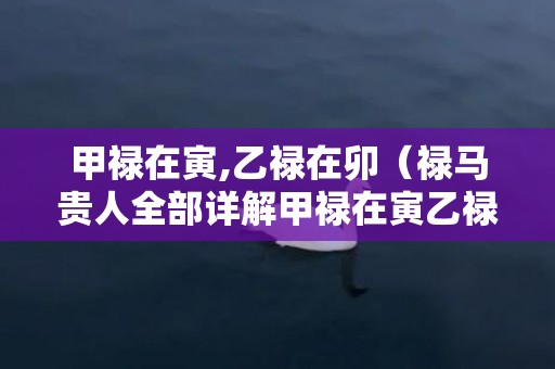 甲禄在寅,乙禄在卯（禄马贵人全部详解甲禄在寅乙禄在卯口诀）