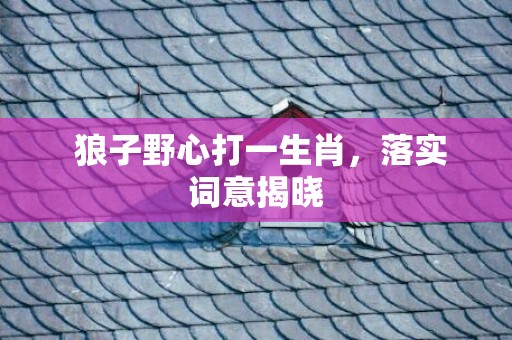 狼子野心打一生肖，落实词意揭晓