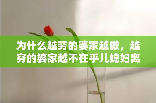 为什么越穷的婆家越傲，越穷的婆家越不在乎儿媳妇离婚嘛为什么呢