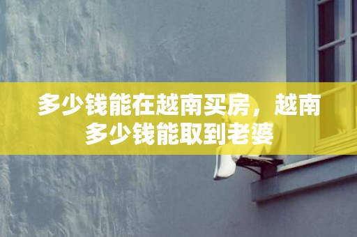 多少钱能在越南买房，越南多少钱能取到老婆