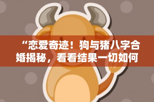 “恋爱奇迹！狗与猪八字合婚揭秘，看看结果一切如何！”