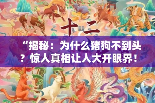 “揭秘：为什么猪狗不到头？惊人真相让人大开眼界！”