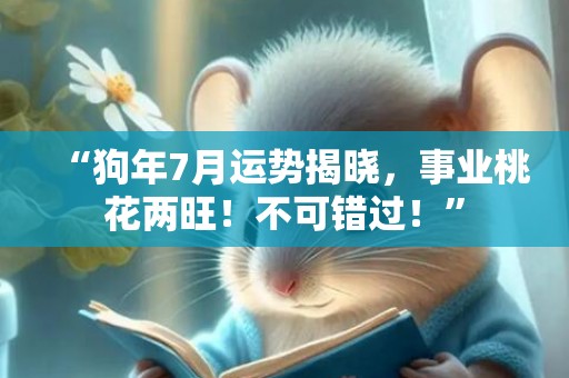 “狗年7月运势揭晓，事业桃花两旺！不可错过！”