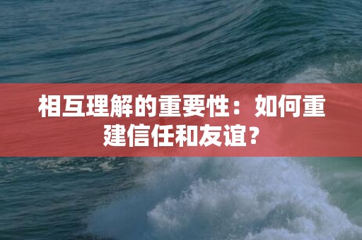 相互理解的重要性：如何重建信任和友谊？