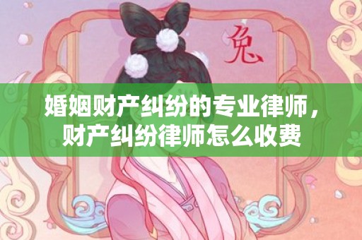 婚姻财产纠纷的专业律师，财产纠纷律师怎么收费