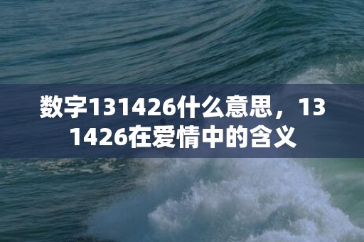数字131426什么意思，131426在爱情中的含义