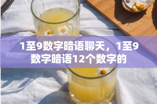 1至9数字暗语聊天，1至9数字暗语12个数字的