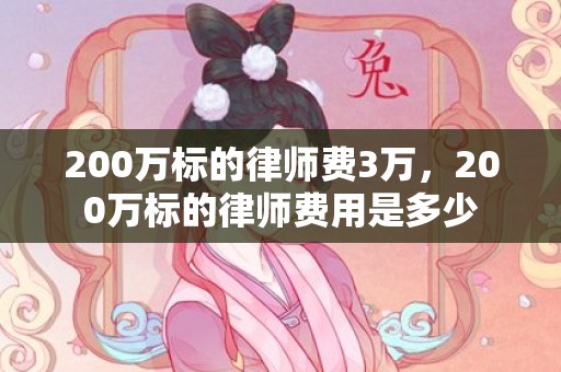 200万标的律师费3万，200万标的律师费用是多少