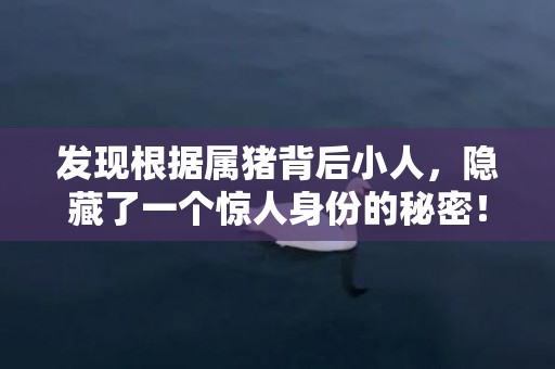 发现根据属猪背后小人，隐藏了一个惊人身份的秘密！点击揭晓！