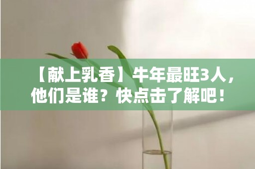 【献上乳香】牛年最旺3人，他们是谁？快点击了解吧！