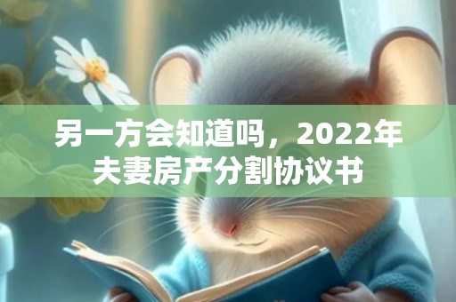 另一方会知道吗，2022年夫妻房产分割协议书