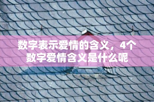数字表示爱情的含义，4个数字爱情含义是什么呢