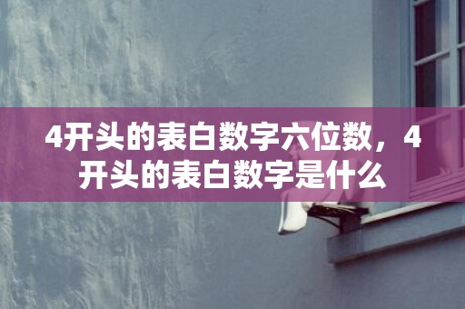 4开头的表白数字六位数，4开头的表白数字是什么