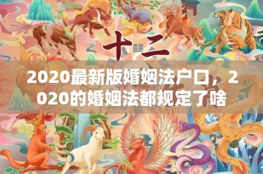 2020最新版婚姻法户口，2020的婚姻法都规定了啥