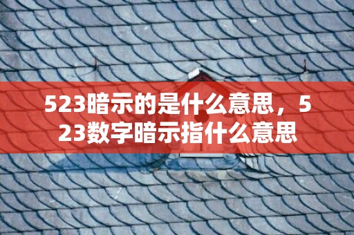 523暗示的是什么意思，523数字暗示指什么意思